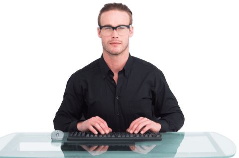 Focused Businessman Typing with Transparent Background - Download Free Stock Videos Pikwizard.com