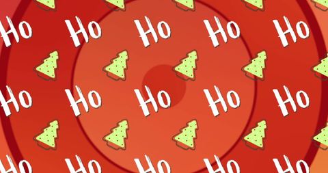 Festive Christmas Cookies and Cheerful 'Ho' Pattern on Red Backdrop