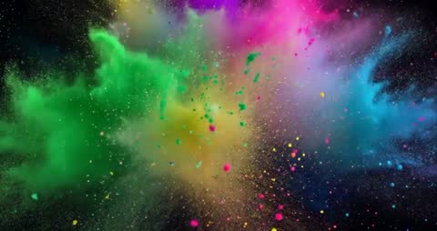 Spectacular Multicolored Powder Burst in Slow Motion