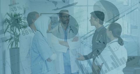 Healthcare Professionals Discussing Financial Data Analysis Strategy