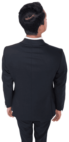 Transparent Background of Rear View Businessman in Formal Suit