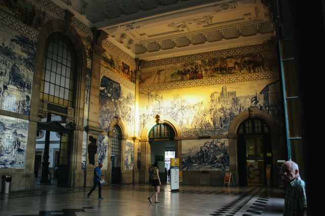 Historic Train Station Interior with Intricate Tiled Murals - Download Free Stock Images Pikwizard.com
