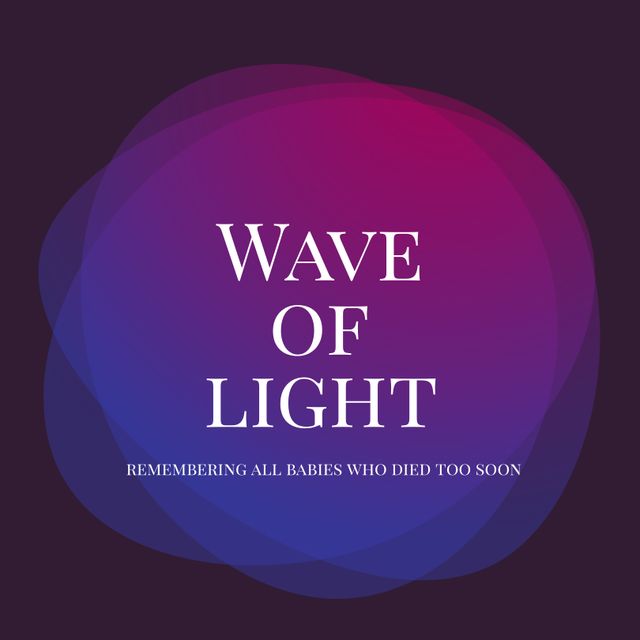 Illustration of wave of light and remembering all babies who died to soon with purple doodles. Copy space, vector, pregnancy. Infant loss, miscarriage, healthcare, awareness and prevention concept.