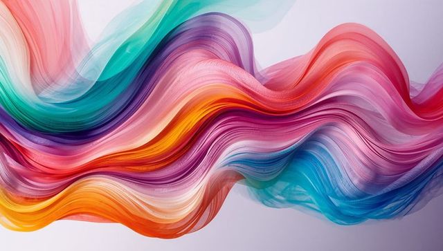 Vibrant flowing ribbon wave abstract background multicolor gradient texture for design