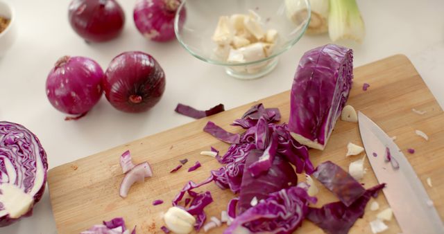 Fresh Red Cabbage and Onion Preparation in Kitchen - Download Free Stock Images Pikwizard.com