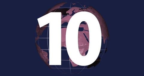 Digit 10 Over Pink Red Globe on Navy Background - Download Free Stock Images Pikwizard.com