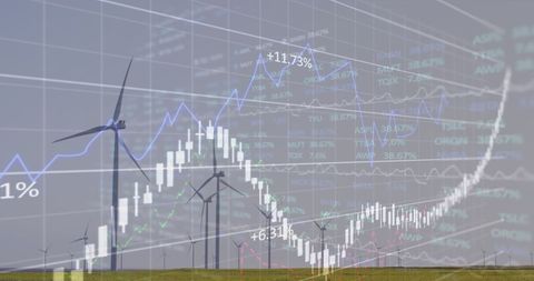 Financial Growth and Wind Energy Conceptual Display