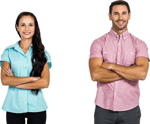 Confident people smiling with crossed arms on transparent background