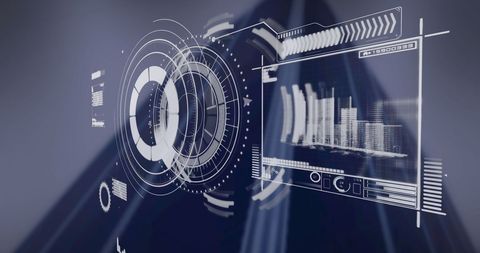 Futuristic data interface overlaying scenic landscape