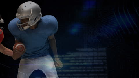 American Football Players with Digital Data Concepts