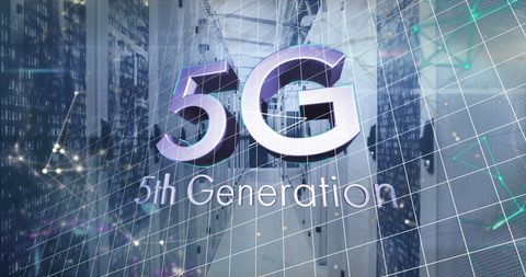 5G Technology Branding Over Modern Data Center - Download Free Stock Images Pikwizard.com