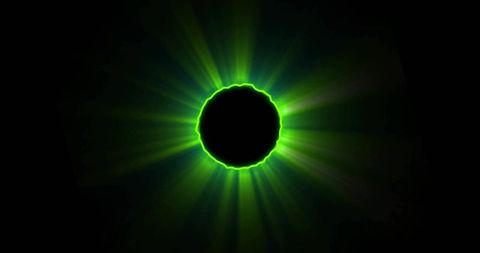 Radiant Neon Green Circle in Dark Abstract Space