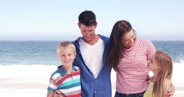 Happy Family Enjoying Beach Vacation on Sunny Day - Download Free Stock Images Pikwizard.com