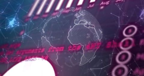 Rotating Globe in Futuristic Digital Dashboard Display