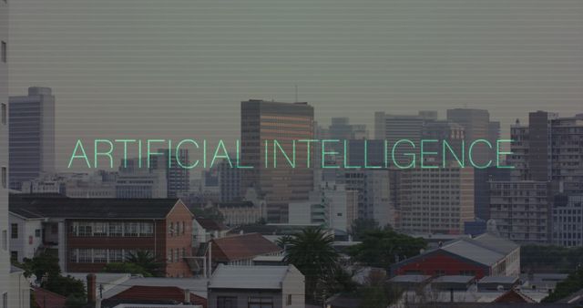 Artificial Intelligence Text Over Modern Cityscape Skyline - Download Free Stock Images Pikwizard.com