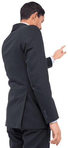 Transparent Businessman Pointing Gesture Behind Back