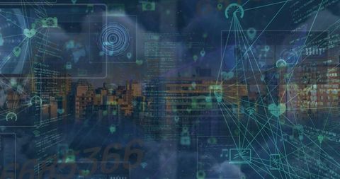 Digital Cloud Network with Cybersecurity Elements Overlay - Download Free Stock Images Pikwizard.com