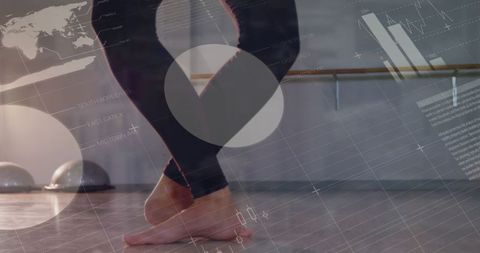 Digital Interface Overlay on Woman Dancing in Studio