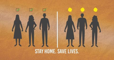 Silhouettes Advocating for Social Distancing Safety Message