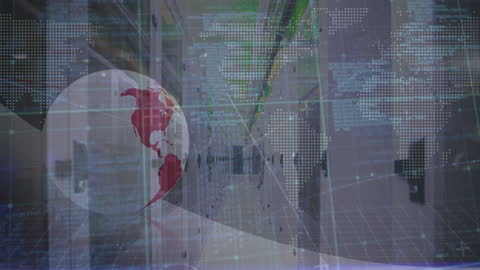 Global Network and Data Connections in Modern Server Room