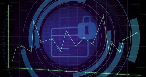 Cybersecurity Data Analytics with Digital Padlock Icon - Download Free Stock Images Pikwizard.com