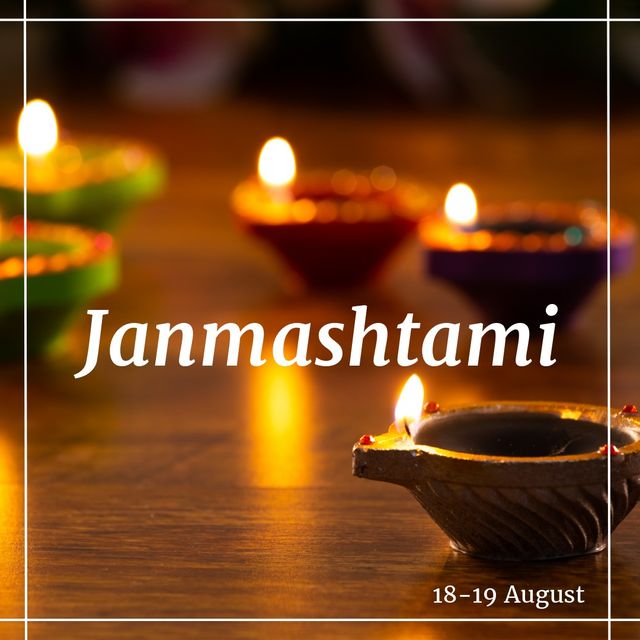 Diya Lamps Illuminating Janmashtami Event on Hardwood Floor - Download Free Stock Templates Pikwizard.com