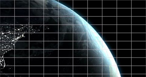 Earth from Space with Grid Overlay and City Lights - Download Free Stock Images Pikwizard.com