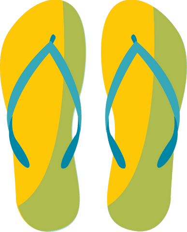 Transparent bright flip-flops with teal straps in minimal design