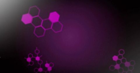 Glowing Purple Hexagon Clusters on Dark Background