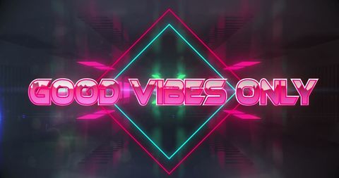 Retro Neon Good Vibes Only Sign Glowing