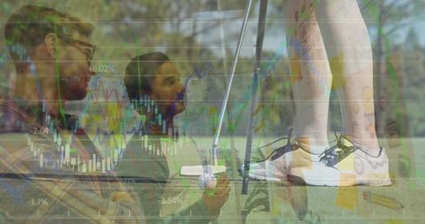 Golfing and Business Strategy Collage with Dynamic Analytics