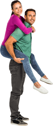 Cheerful couple embracing happiness on transparent background