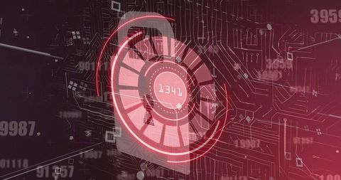 Digital interface with security padlock in futuristic design