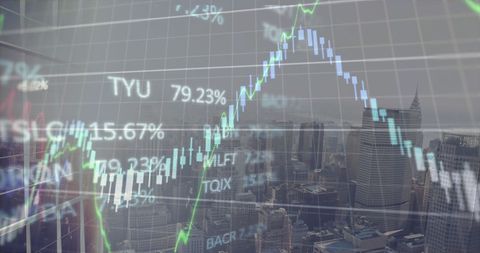 Financial Graphs Overlay on Cityscape Featuring Global Economy Theme - Download Free Stock Images Pikwizard.com