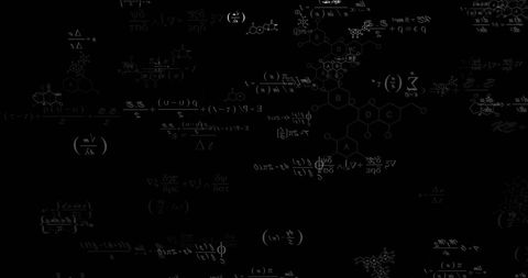Complex Mathematical Equations on Digital Black Background