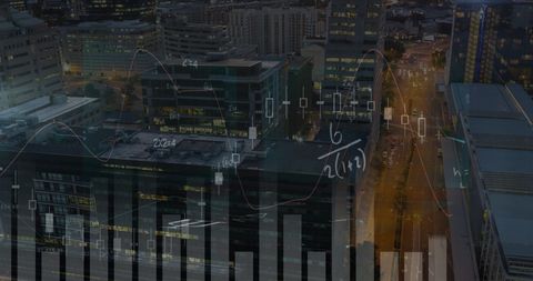 Digital Data Analysis with Mathematical Equations Over Cityscape - Download Free Stock Images Pikwizard.com