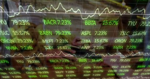 Stock Market Data over Mobile Payment Scene, Digital Finance Concept