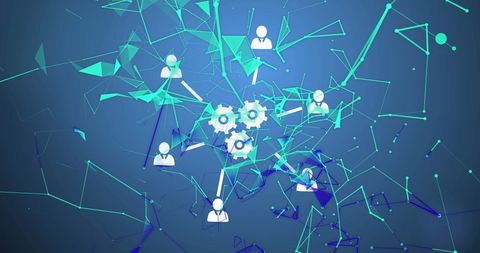 Abstract Digital Network with Gear and Node Icons - Download Free Stock Images Pikwizard.com