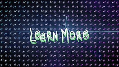 Animated Learn More Text with Triangles on Blue Background