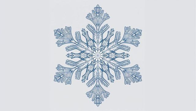 Ornamental blue snowflake with intricate filigree linework and six-arm radial symmetry