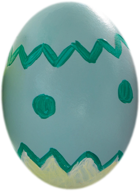 Close-up Patterned Blue Easter Egg with Green Decorations - Download Free Stock Videos Pikwizard.com