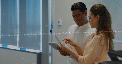 Business Collaboration with Digital Interfaces in Modern Office