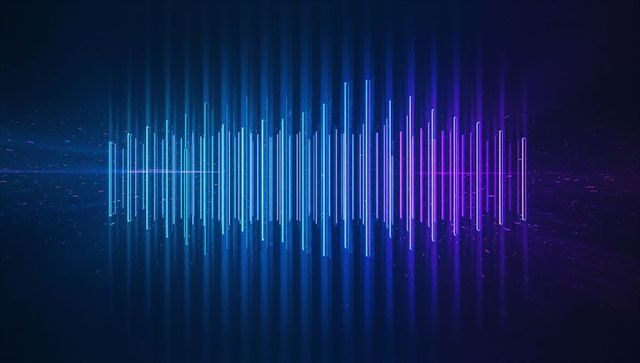 Futuristic Neon Waveform Bars in Digital Space