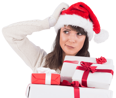 Santa Woman Holding Gifts Feelings Transparent Background