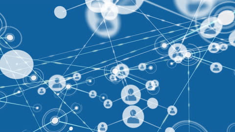 Animated Global Network Connections with Blue Background