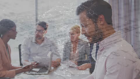 Data Trends Analysis in Diverse Business Meeting Concept