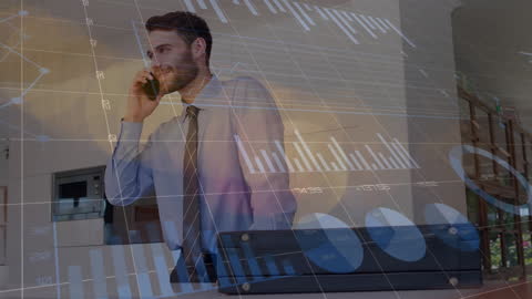 Business Professional Analyzing Data on Smartphone at Office Desk