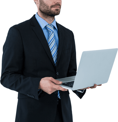 transparent background businessman holding laptop - Download Free Stock Videos Pikwizard.com