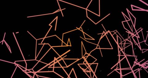 Abstract Vibrant Network of Multicolored Lines on Black Background