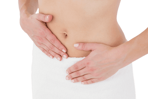 Transparent Image Showing Woman Experiencing Abdominal Discomfort